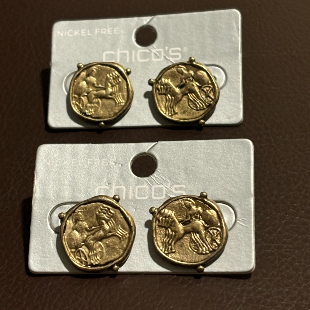 Chico’s ancient coin earrings new with tags